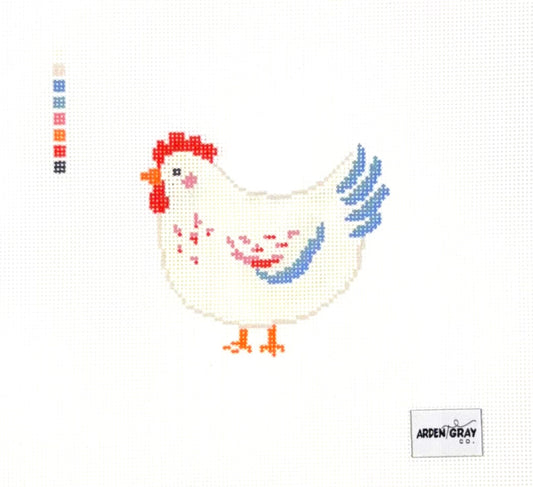 Arden Gray Co. Chicken White Hand Painted Needlepoint Canvas
