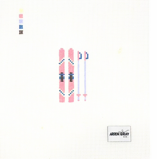 Arden Gray Co. Mini Skis Hand Painted Needlepoint Canvas