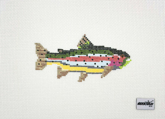 Arden Gray Co Rainbow Trout Hand Painted Needlepoint Canvas
