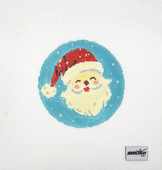 Arden Gray Co Retro Jolly Old St. Nick Hand Painted Needlepoint Canvas