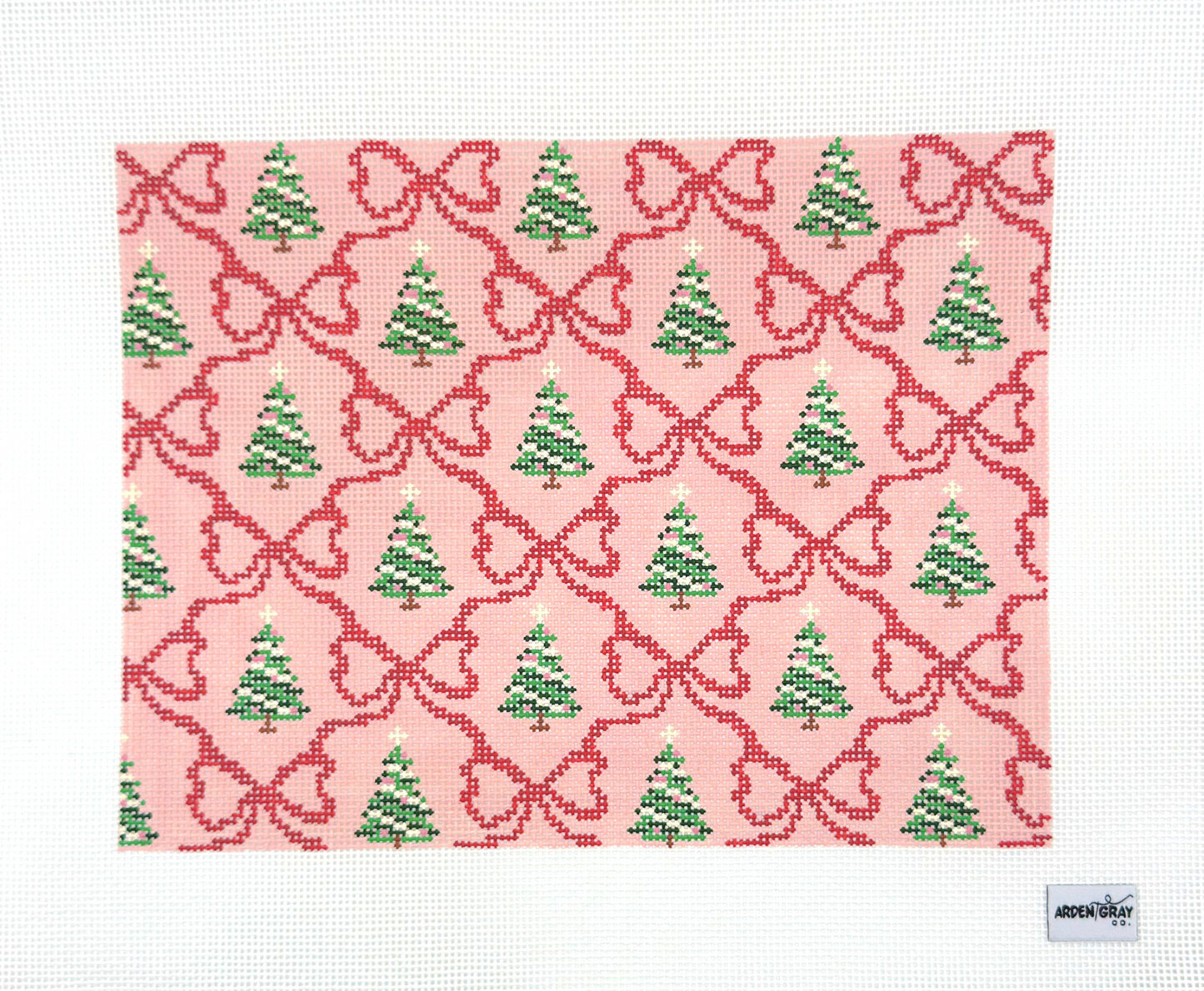 Arden Gray Co Tree and Bow Pillow Hand Painted Needlepoint Canvas