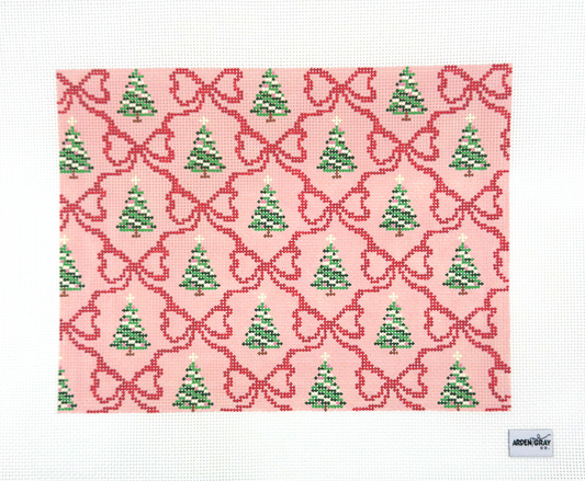 Arden Gray Co Tree and Bow Pillow Hand Painted Needlepoint Canvas