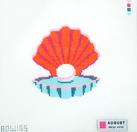 August Design Works Colorful Pearl in Oyster Hand Painted Needlepoint Canvas