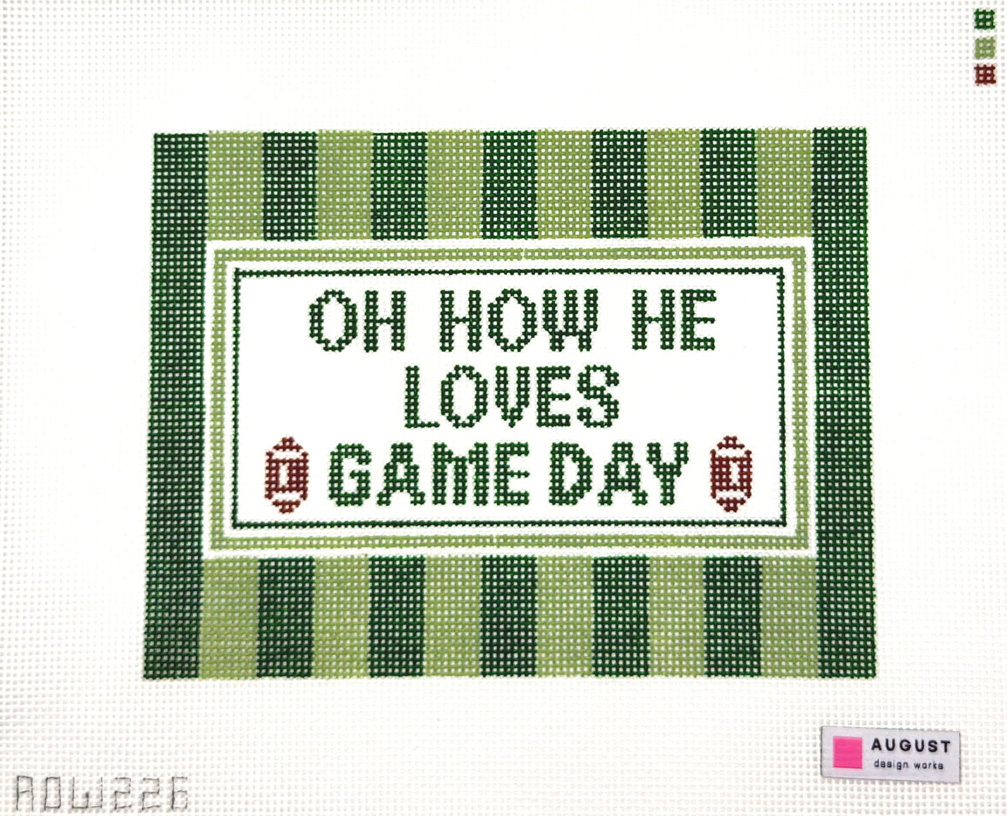 August Design Works Oh How He Loves Game Day Hand Painted Needlepoint Canvas