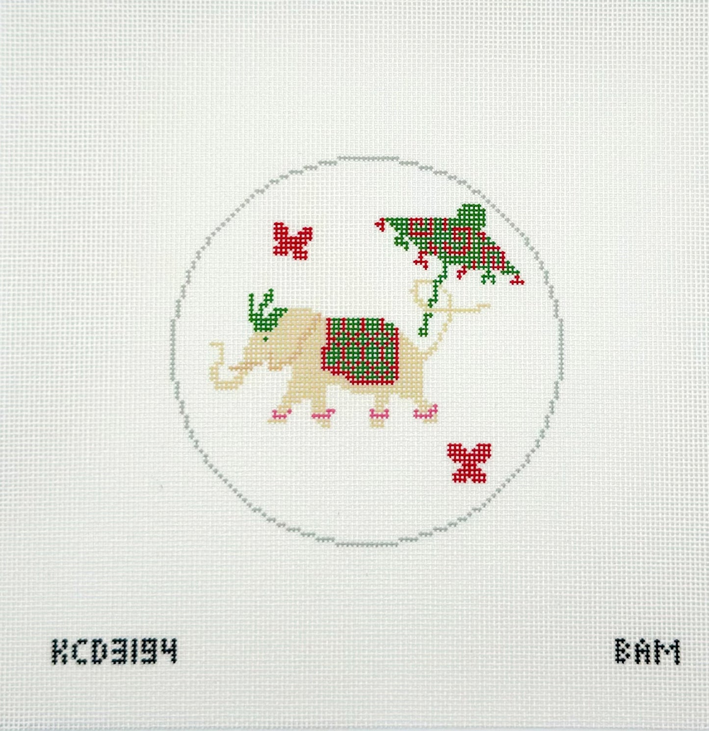 Bam Let's Mahjong for KCN Designers Bam Elephant Ornament Printed Needlepoint Canvas