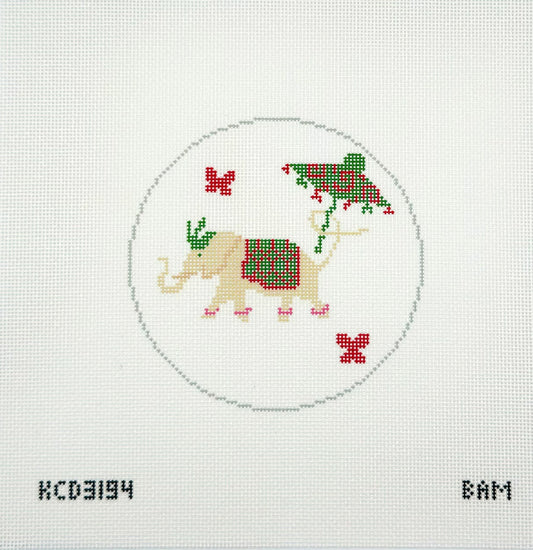 Bam Let's Mahjong for KCN Designers Bam Elephant Ornament Printed Needlepoint Canvas