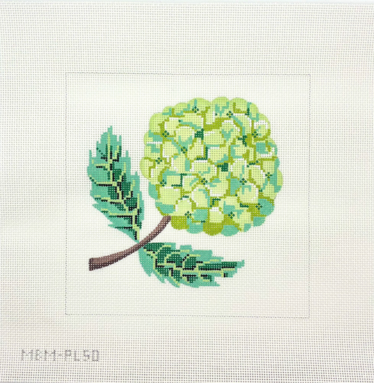 CBK Green Hydrangea Bloom Hand Painted Needlepoint Canvas