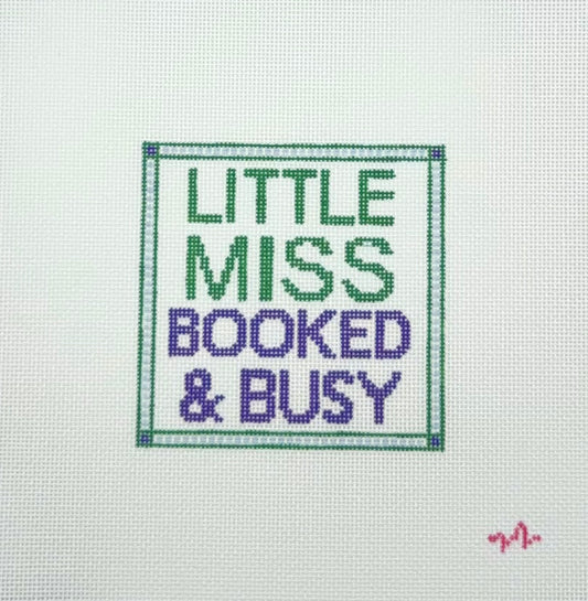Code Thread Needlepoint Little Miss Booked and Busy Hand Painted Needlepoint Canvas