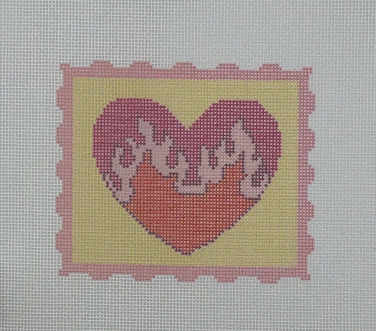 Cotswold Co Designs Heart Flame Stamp Hand Painted Needlepoint Canvas