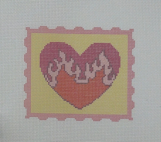 Cotswold Co Designs Heart Flame Stamp Hand Painted Needlepoint Canvas