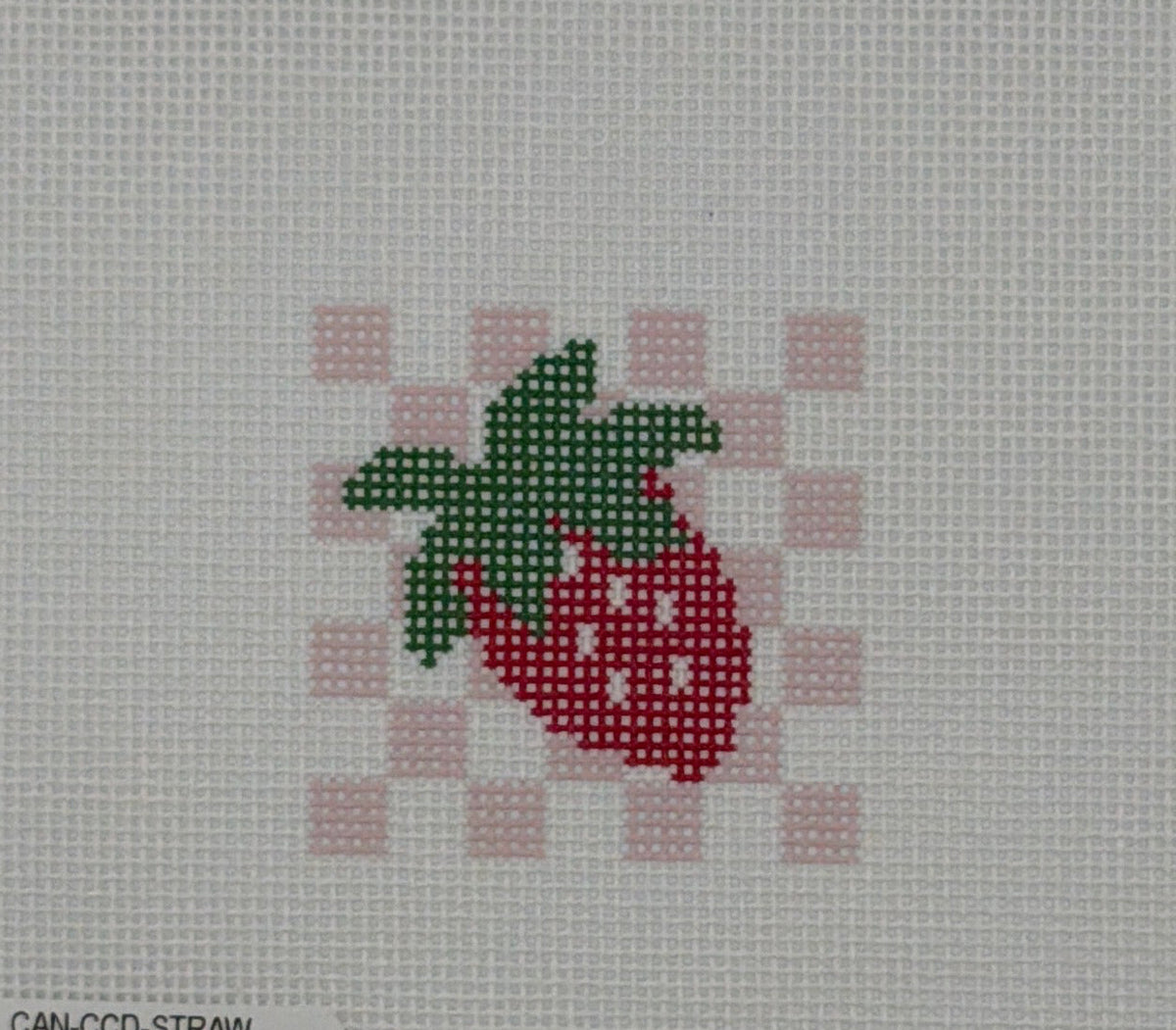 Cotswold Co Designs Strawberry Checkered Hand Painted Needlepoint Canvas