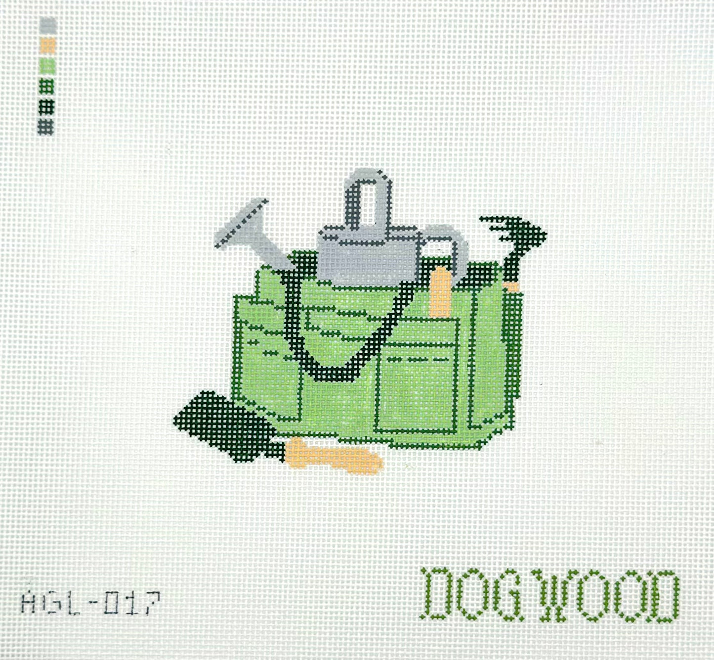 Dogwood Needlepoint Green Garden Bag Hand Painted Needlepoint Canvas