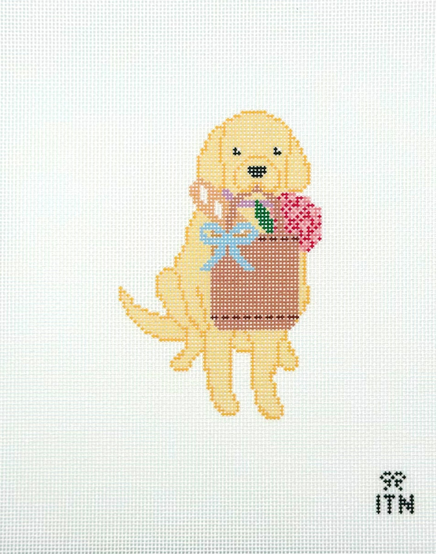 Ivy Thread Needlepoint This Little Puppy Went To Market Hand Painted Needlepoint Canvas