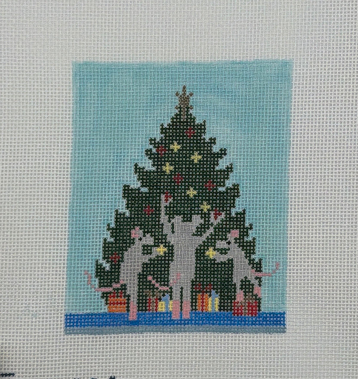 Kate's Finepoint Designs for Chris Lewis Holiday Helpers Trio Hand Painted Needlepoint Canvas