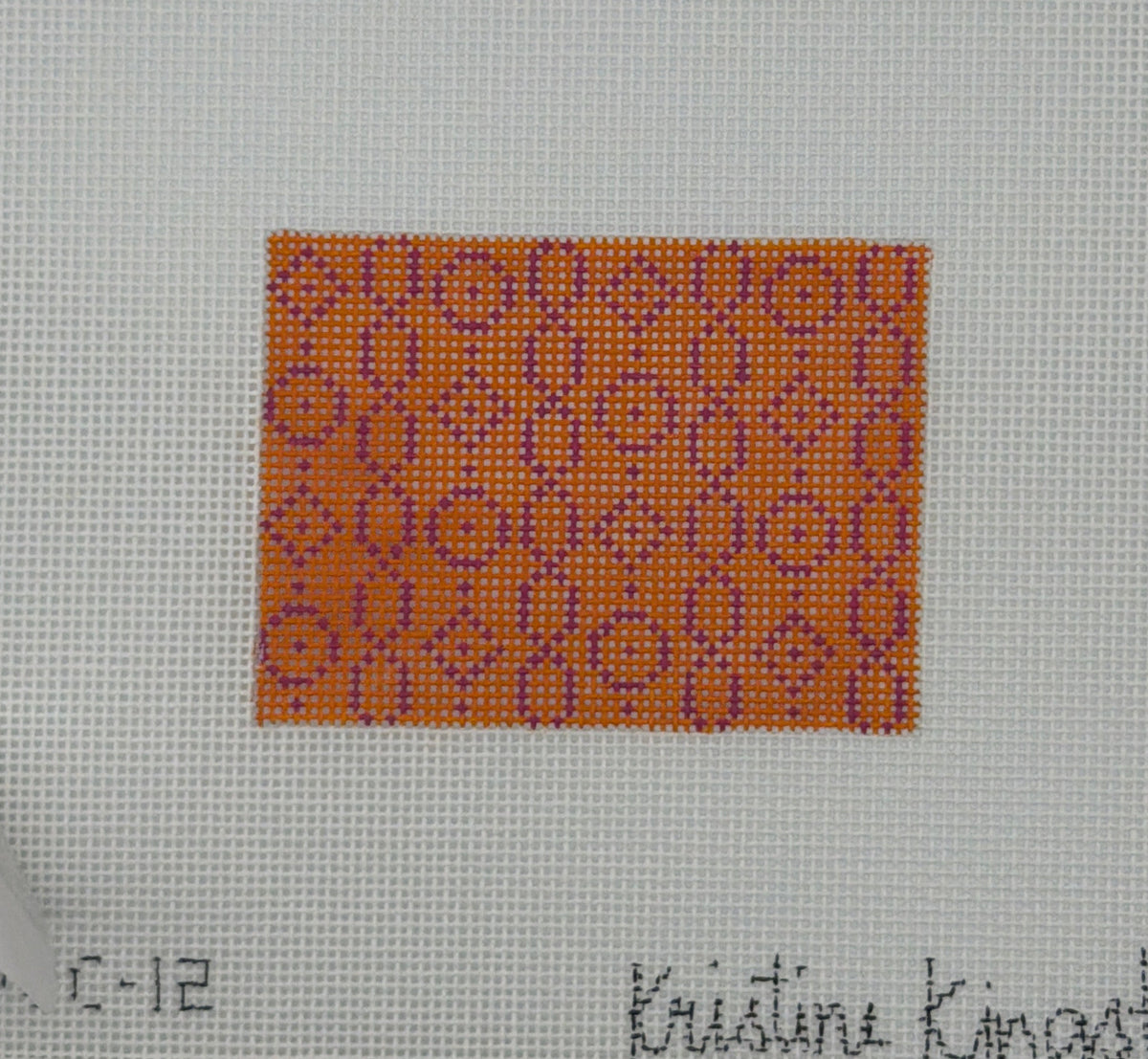 Kristine Kingston for Chris Lewis Geometric Chain and Circle Wallet Insert (Orange) Hand Painted Needlepoint Canvas