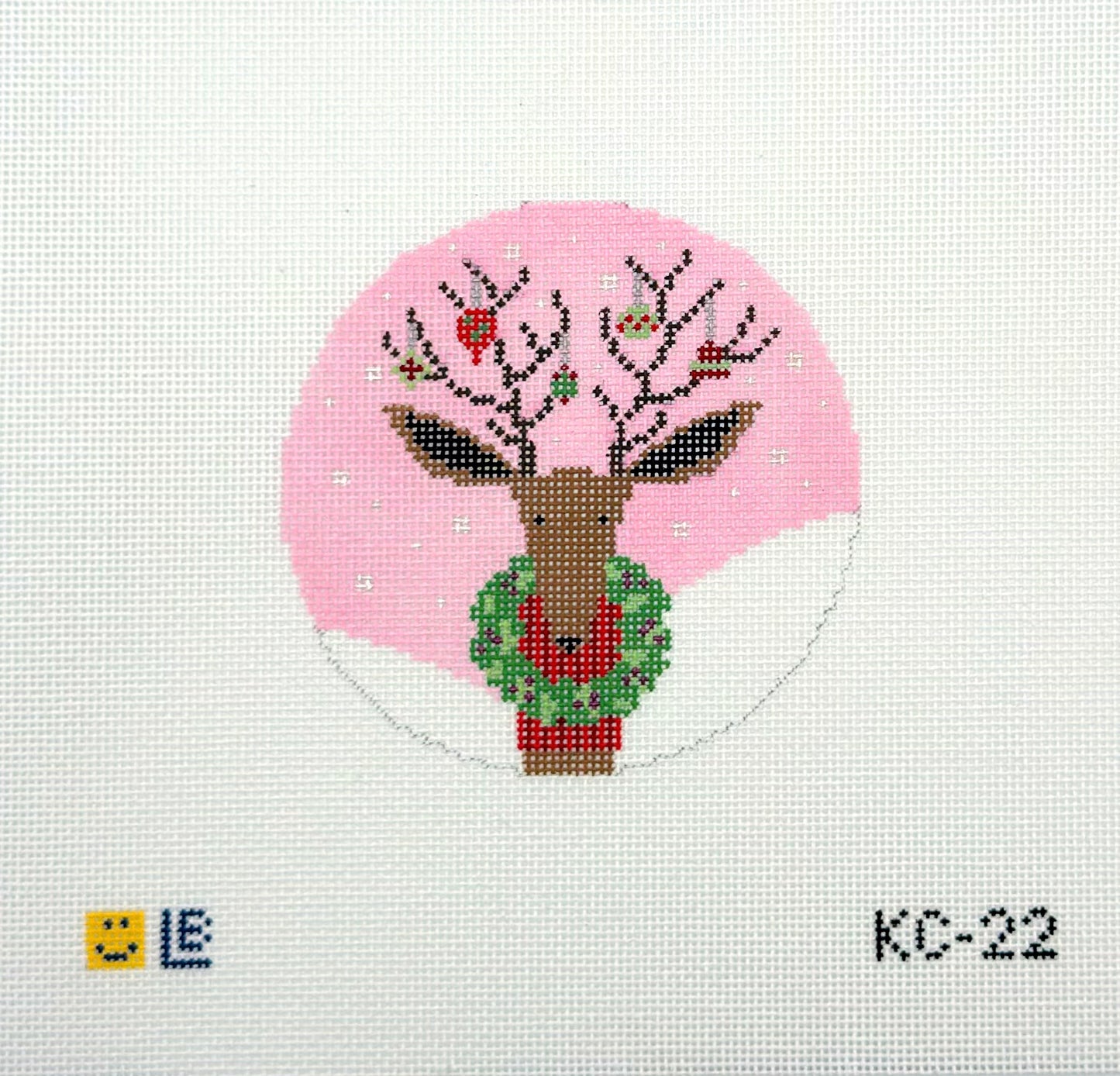 Lauren Bloch Bedecked Blitzen Hand Painted Needlepoint Canvas