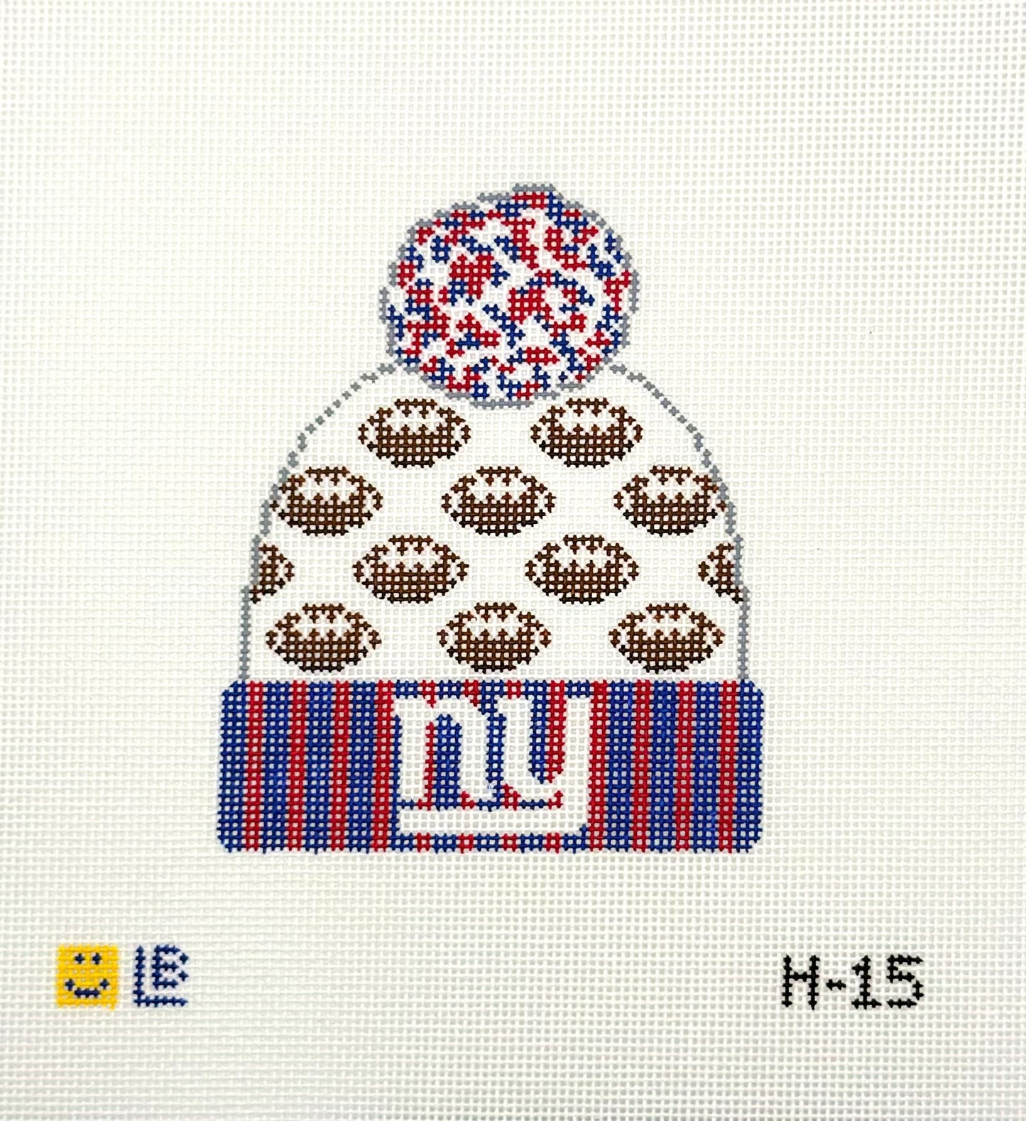 Lauren Bloch Giants Winter Hat Hand Painted Needlepoint Canvas