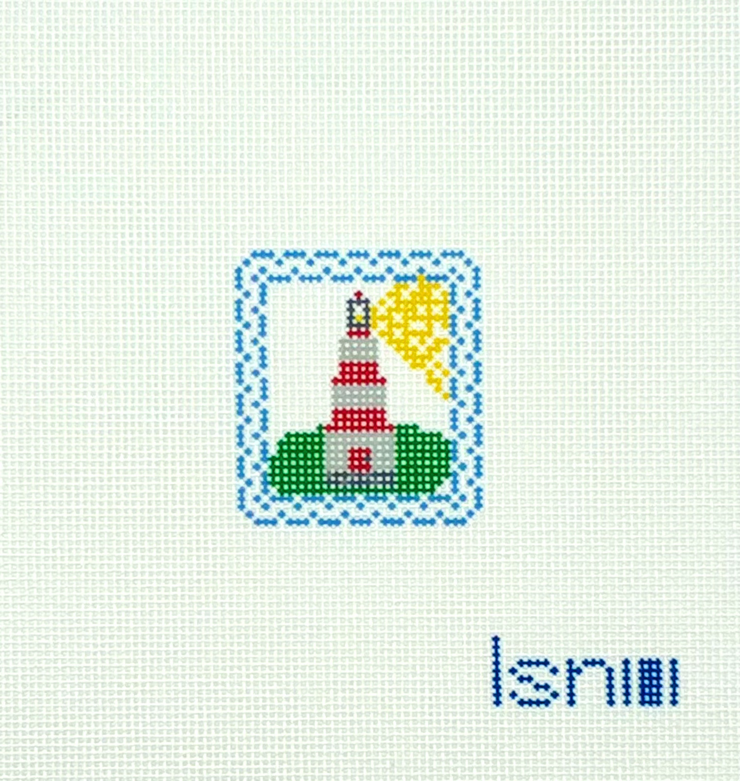 Little Stitches Needleworks Lighthouse Mini Hand Painted Needlepoint Canvas