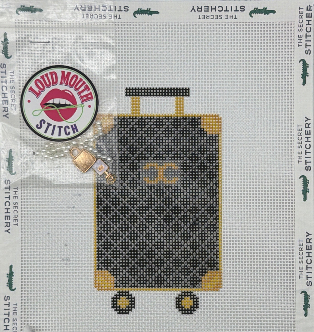 Loud Mouth Stitch Gold Icon Needlepoint Canvas
