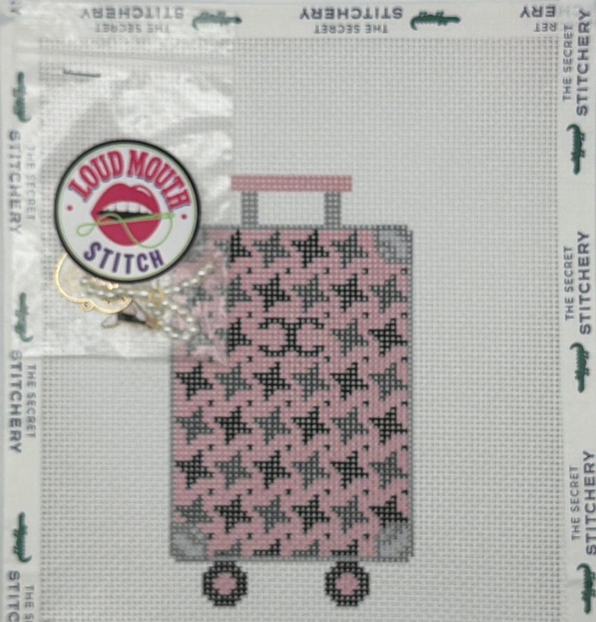 Loud Mouth Stitch Pink Tweed Needlepoint Canvas
