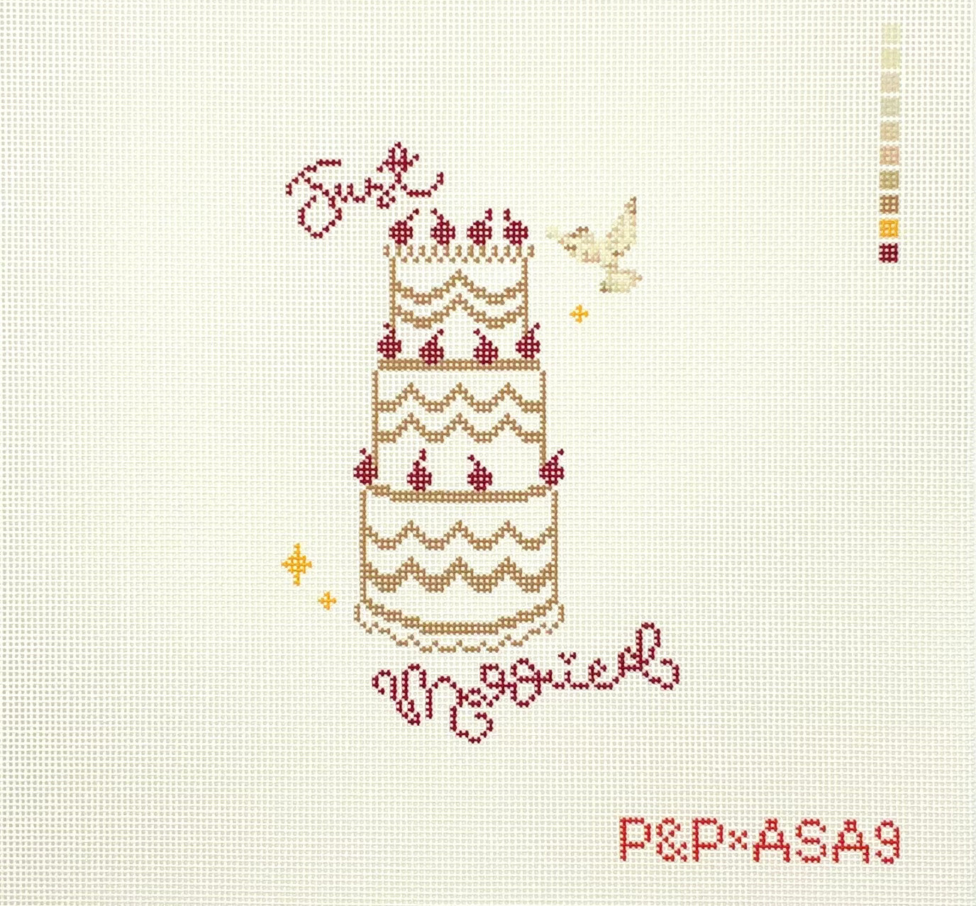 Penny & Penny Just Married Cake Hand Painted Needlepoint Canvas