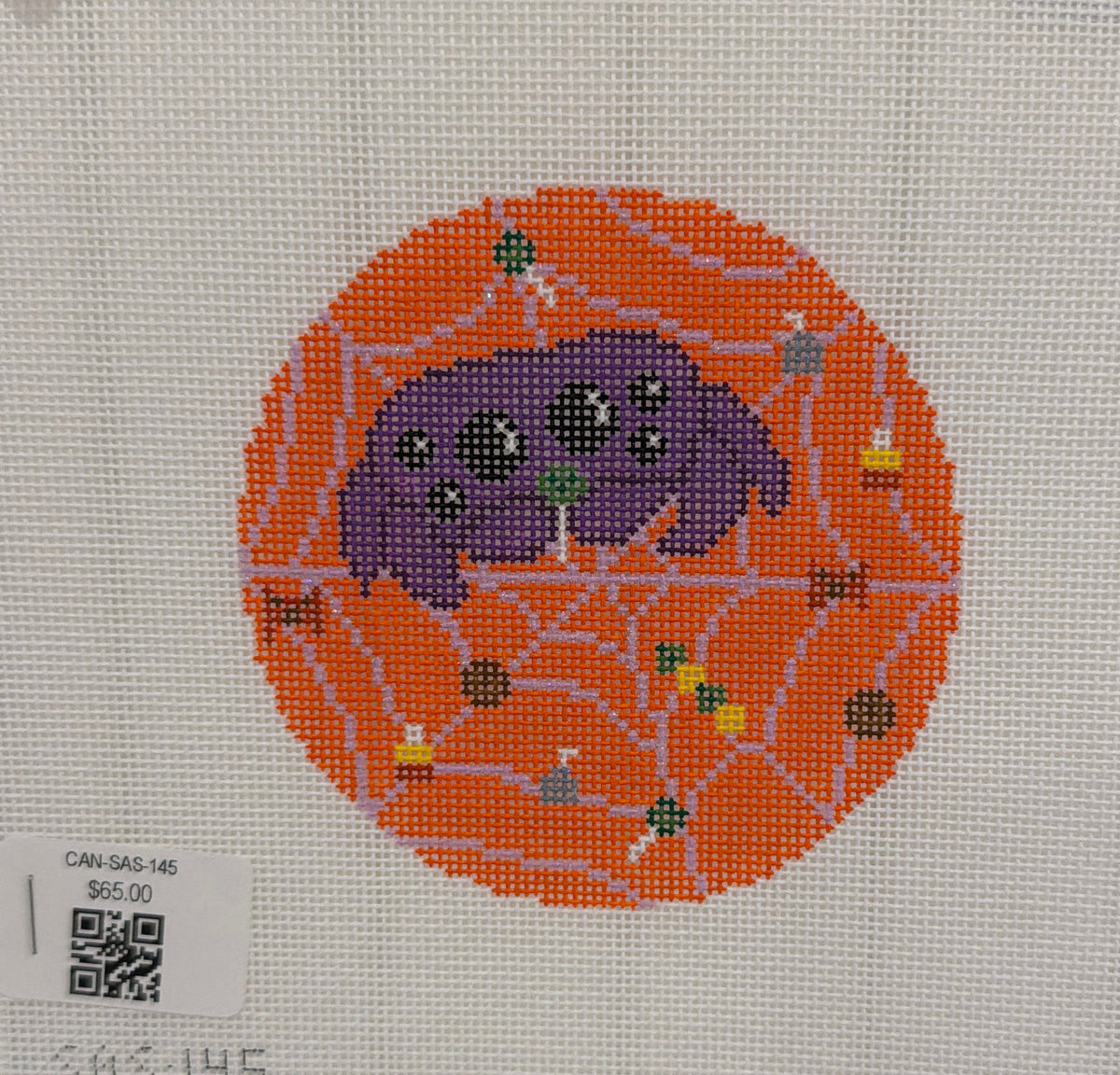 Saturnalia Stitching Hungry Spidey Hand Painted Needlepoint Canvas