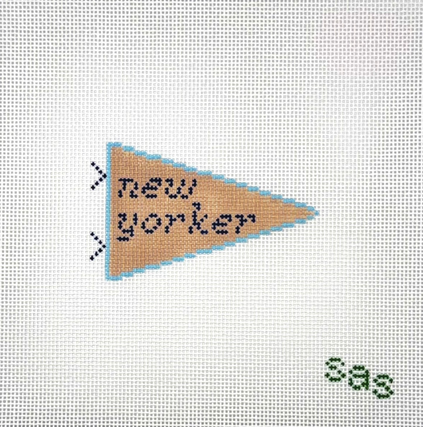 Stitch Avenue Studio Mini New Yorker Pennant Hand Painted Needlepoint Canvas
