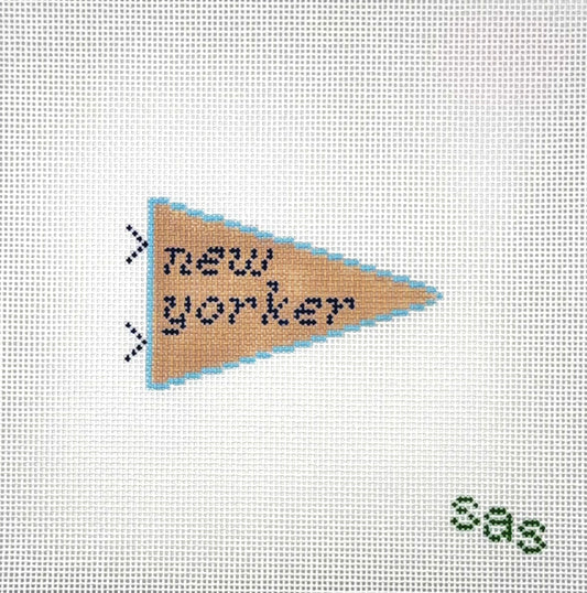 Stitch Avenue Studio Mini New Yorker Pennant Hand Painted Needlepoint Canvas