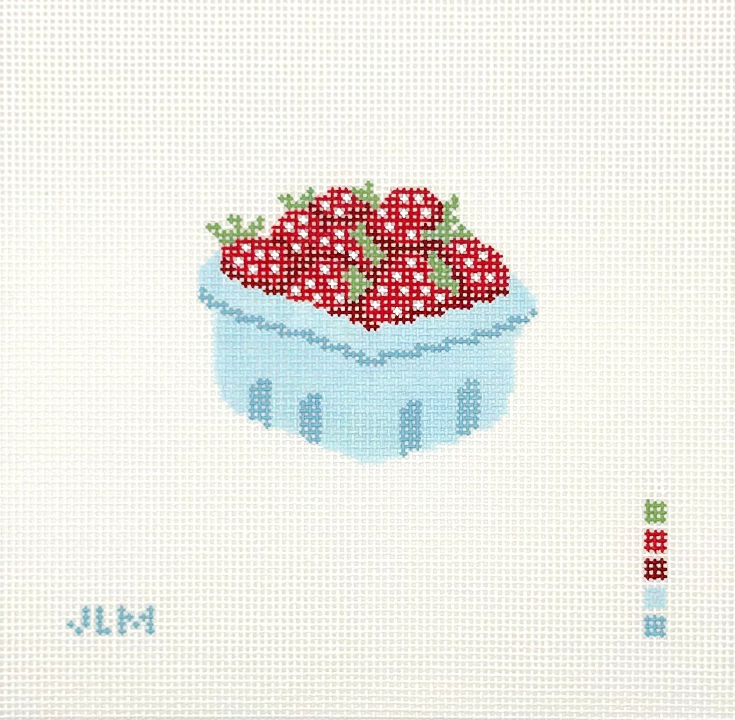 Stitch JLM Basket of Strawberries Hand Painted Needlepoint Canvas