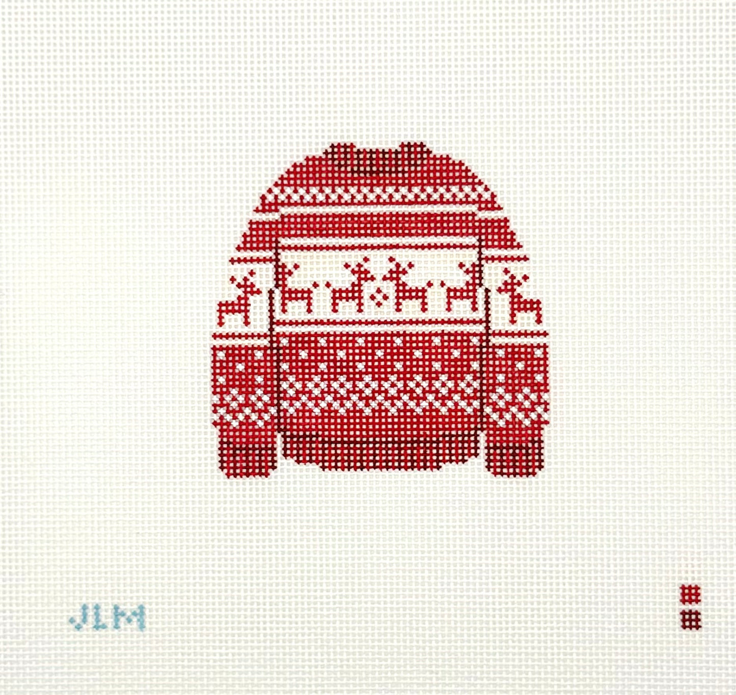 Stitch JLM Reindeer Holiday Sweater Hand Painted Needlepoint Canvas