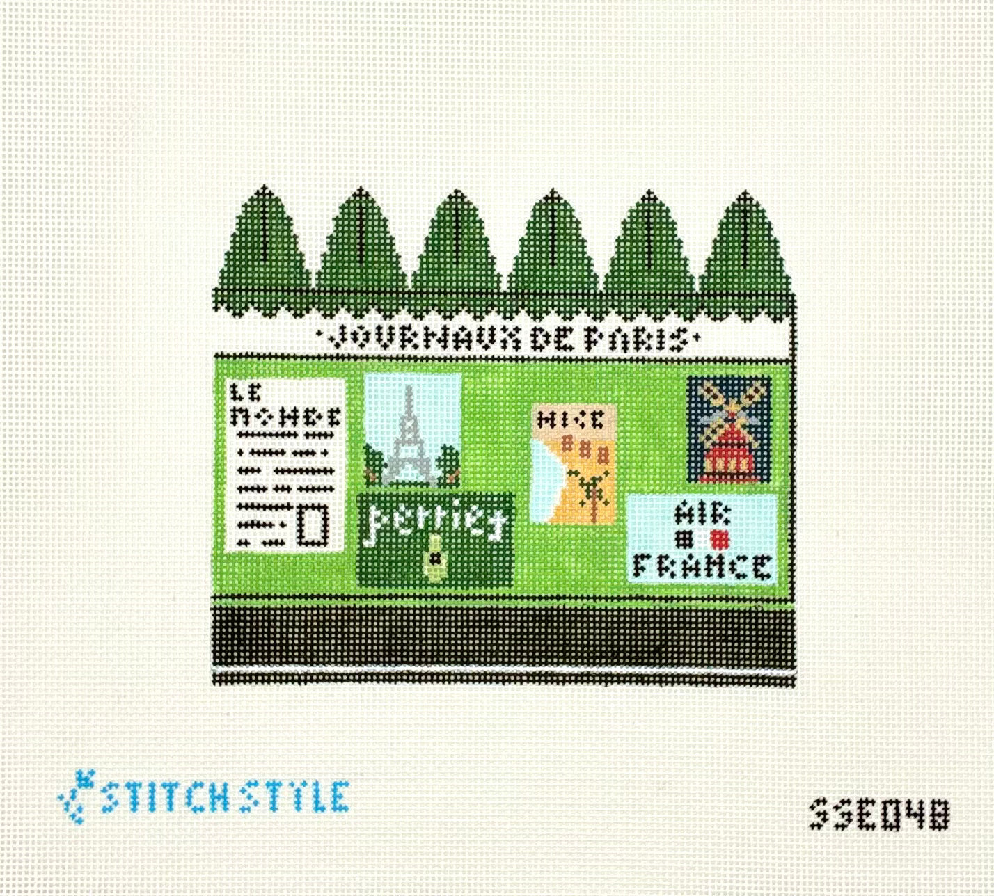 Stitch Style Needlepoint 3D Journaux de Paris Needlepoint Canvas