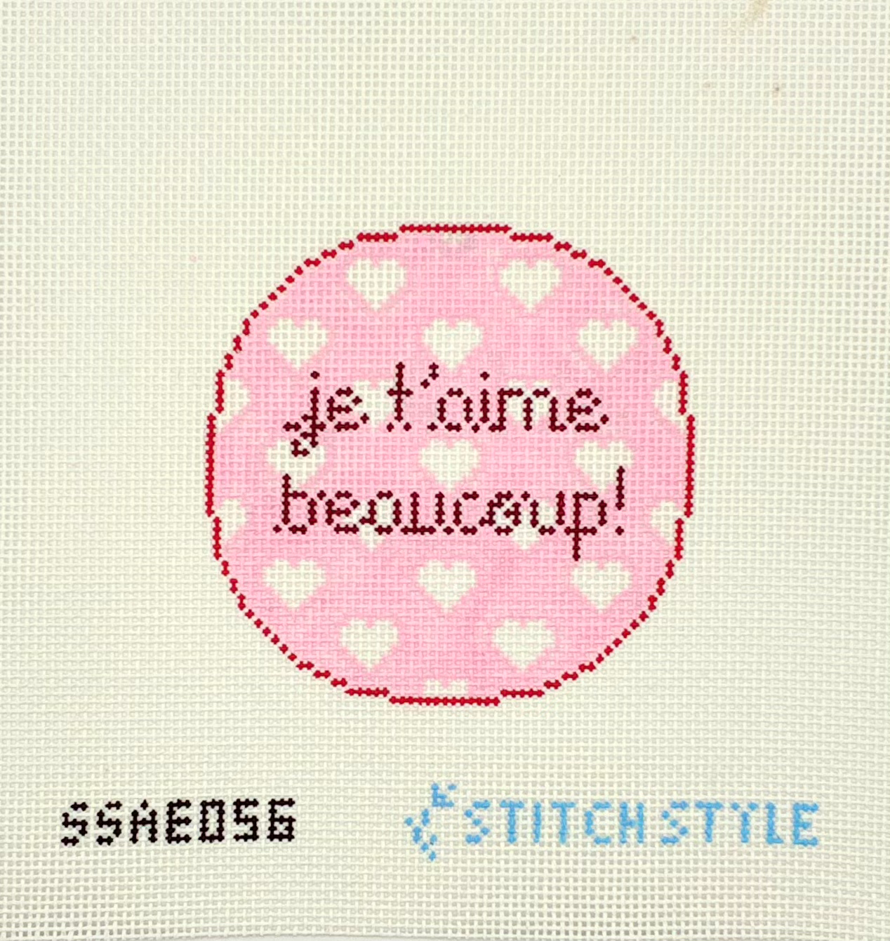 Stitch Style Needlepoint Je t'aime Beaucoup Needlepoint Canvas