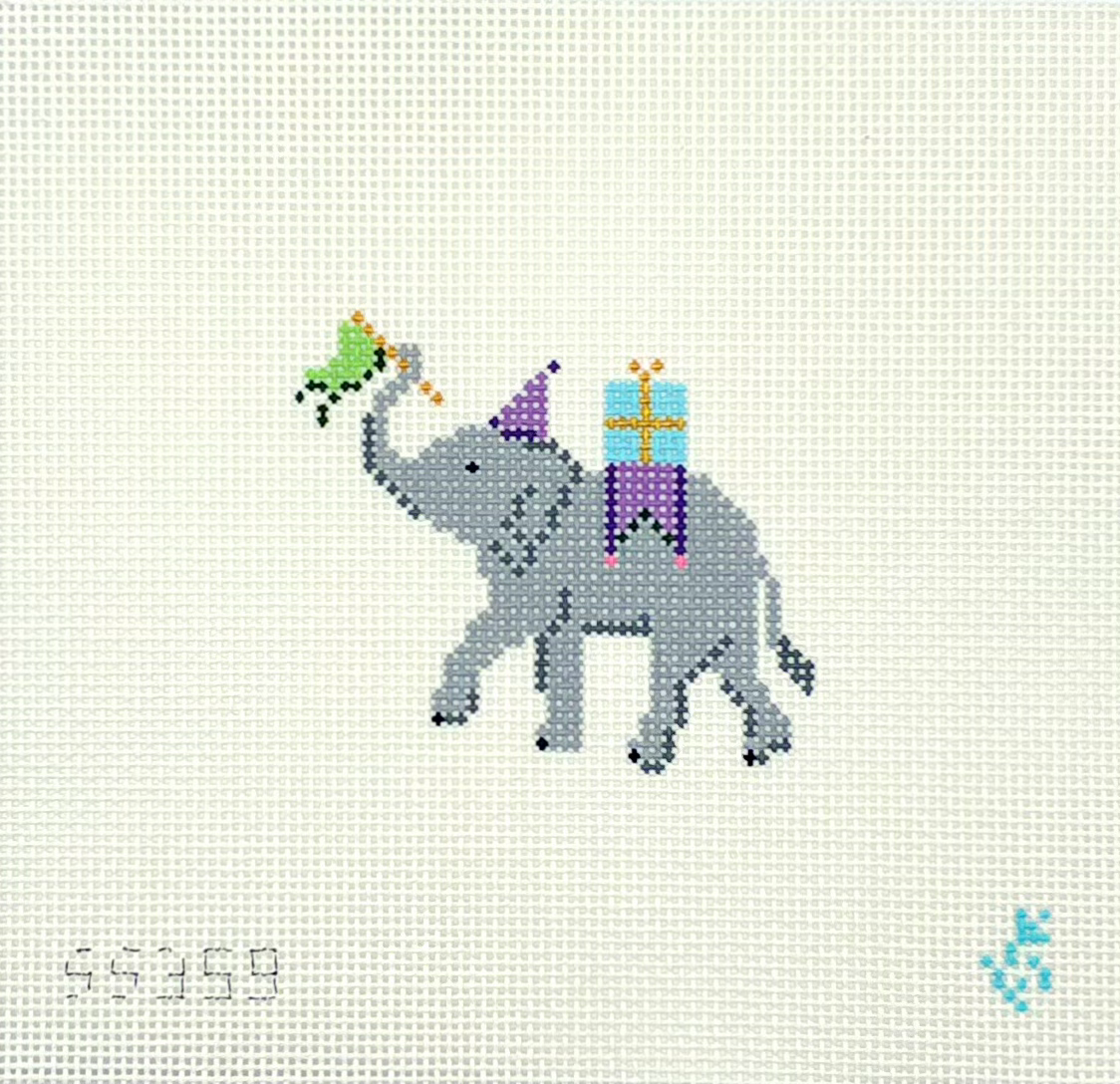 Stitch Style Needlepoint Party Animal Elephant Needlepoint Canvas