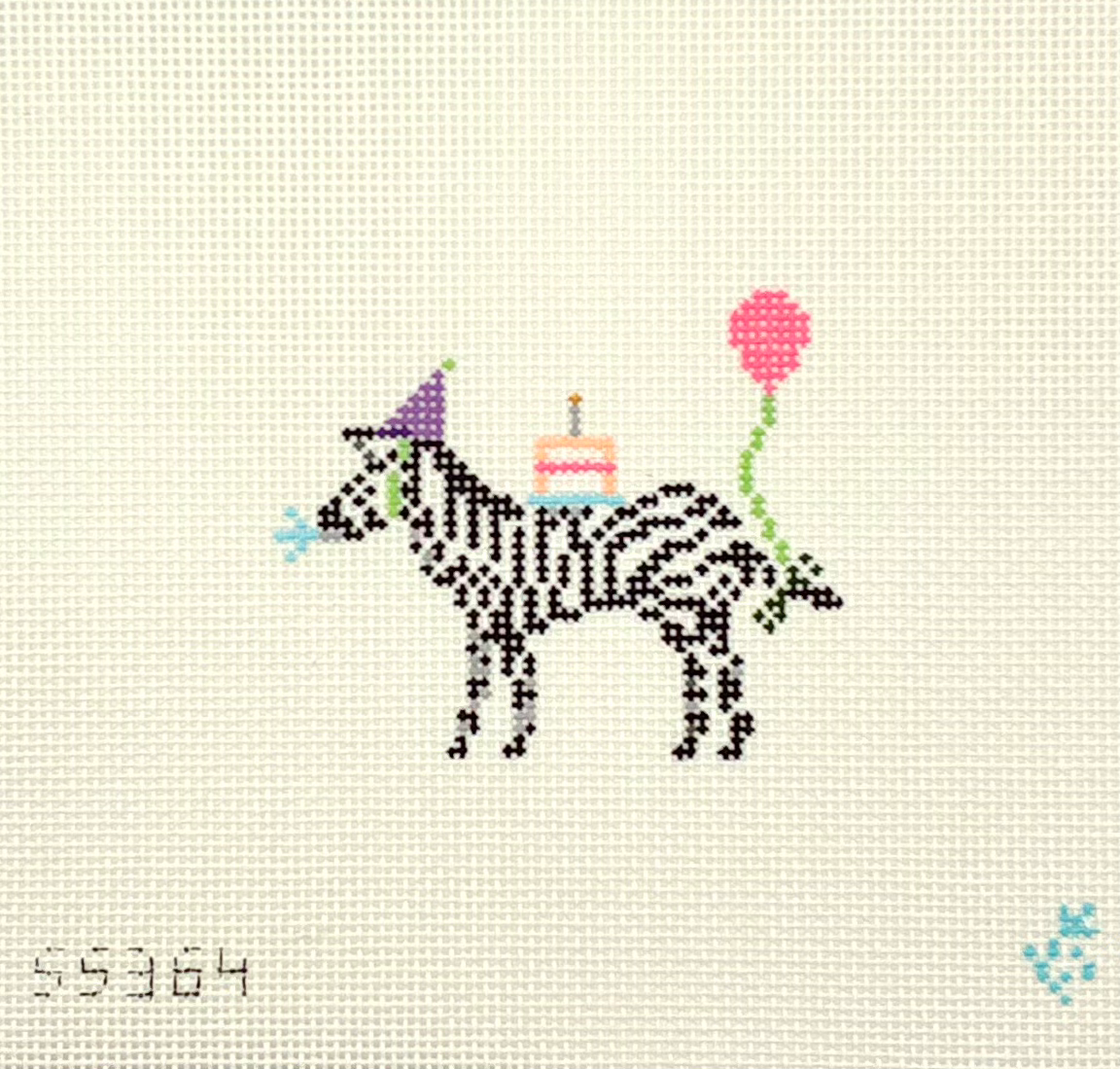 Stitch Style Needlepoint Party Animal Zebra Needlepoint Canvas