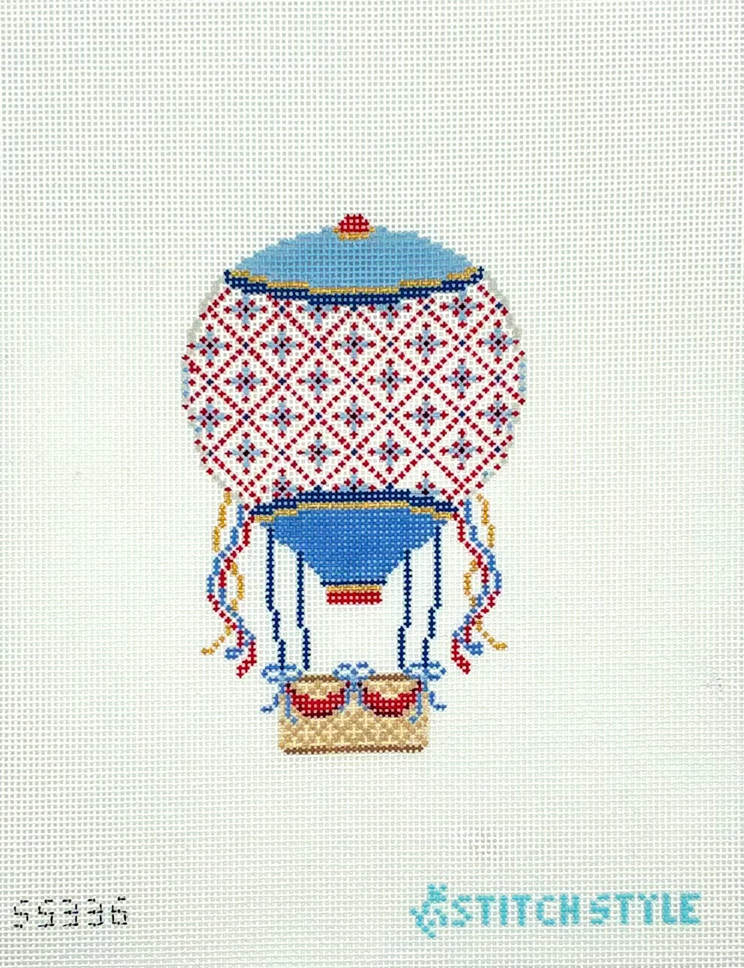 Stitch Style Needlepoint Patriotic Hot Air Balloon Needlepoint Canvas