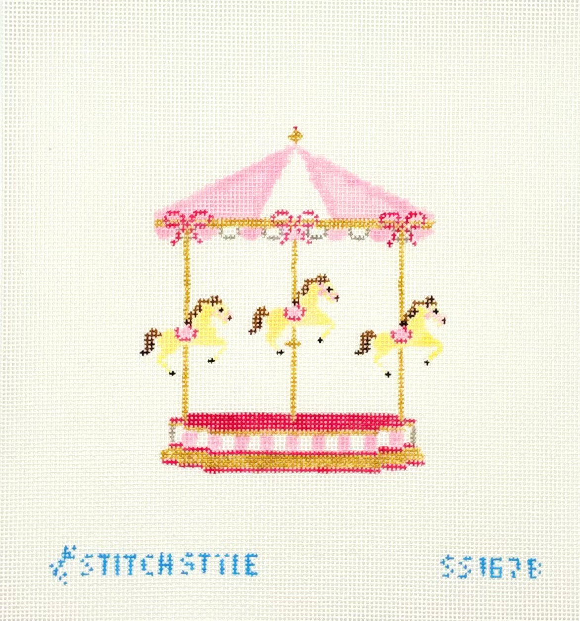 Stitch Style Needlepoint Pink Baby Carousel Series Needlepoint Canvas