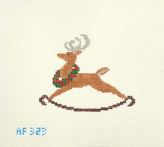 Stitch Style Needlepoint Reindeer Rocking Horse Needlepoint Canvas
