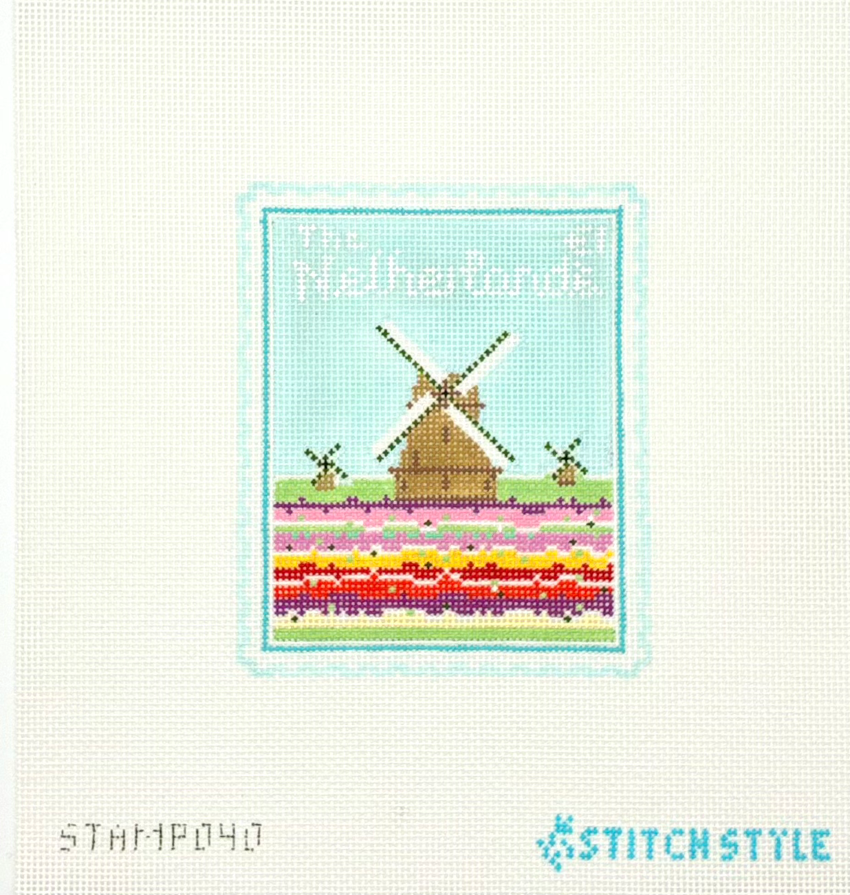 Stitch Style Needlepoint The Netherlands Travel Stamp Needlepoint Canvas