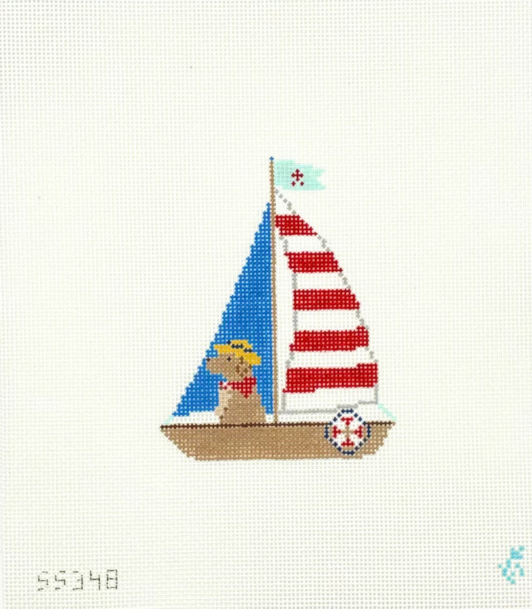Stitch Style Needlepoint Yellow Labrador in Sailboat Needlepoint Canvas