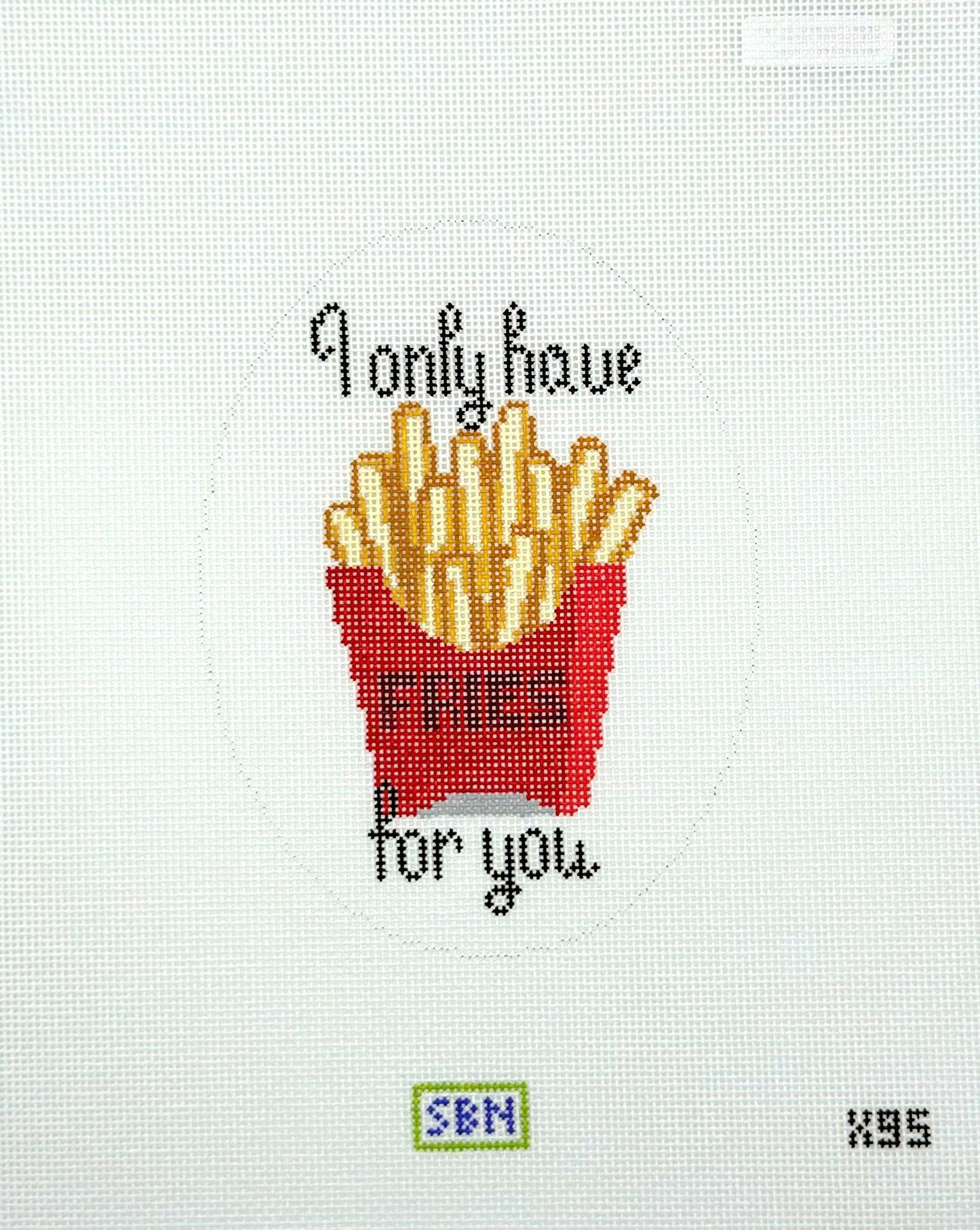 Susan Battle Needlepoint I Only Have Fries For You Hand Painted Needlepoint Canvas