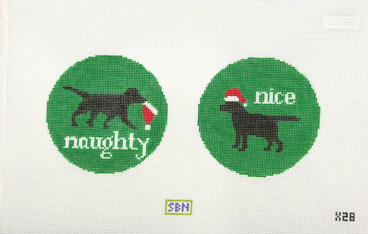 Susan Battle Needlepoint Naughty Or Nice Black Lab Hand Painted Needlepoint Canvas