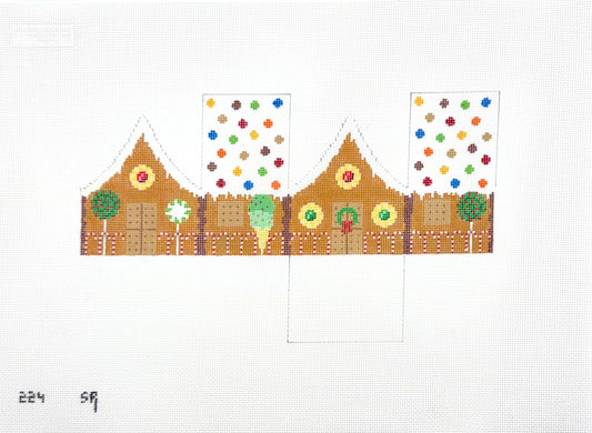 Susan Roberts Needlepoint  3 D Gingerbread House with M&M roof Hand Painted Needlepoint Canvas