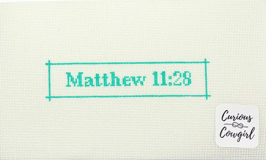 The Curious Cowgirl Bible Verse Matthew 11:28 Needlepoint Canvas
