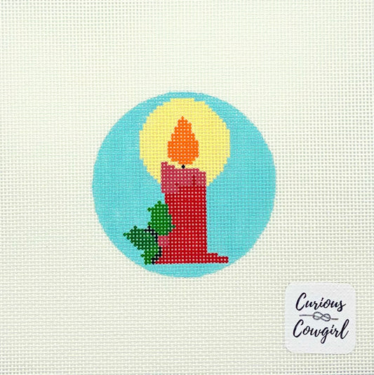 The Curious Cowgirl Christmas Candle Needlepoint Canvas