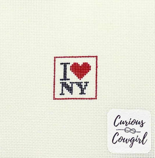 The Curious Cowgirl I Love NY Mini Needlepoint Canvas