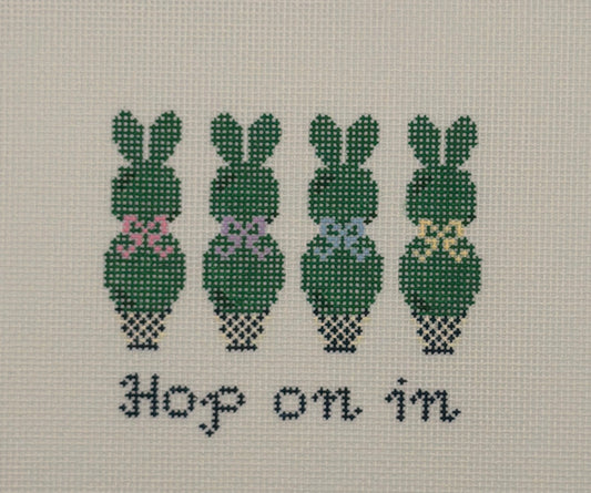 The Sassy Stitcher Bunny Topiary Hand Painted Needlepoint Canvas