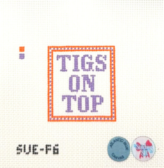 The Stitching Sue for Atlantic Blue Canvas Tigs on Top Hand Painted Needlepoint Canvas