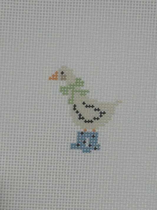 Three Petals Needlepoint Mini Duck Hand Painted Needlepoint Canvas