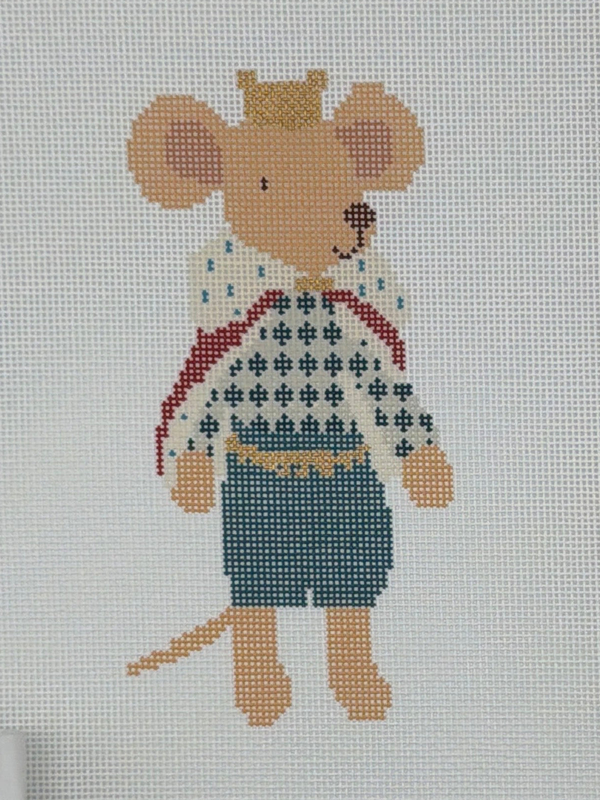 Three Petals Needlepoint Royal King Dad Mouse Hand Painted Needlepoint Canvas