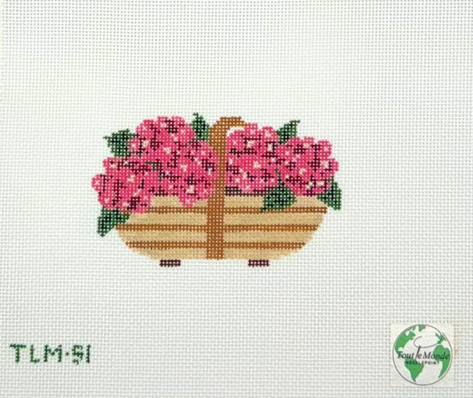 Tout Le Monde Needlepoint Sussex Trug Summer Crush Hydrangeas Hand Painted Needlepoint Canvas